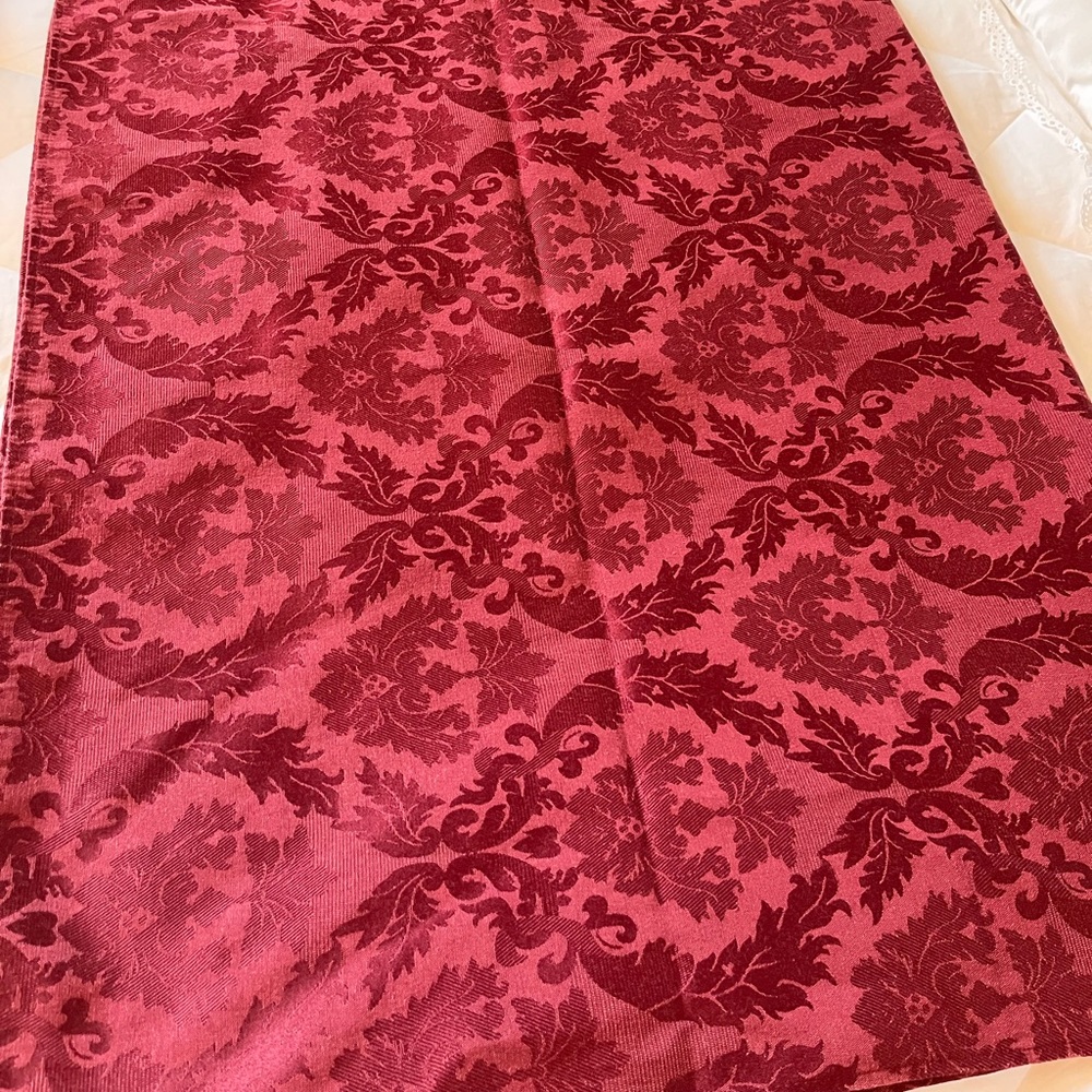 Beautiful burgundy Damask table cloth